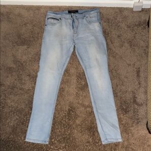 Blue Skinny Jeans with Faded Wash 34/32
